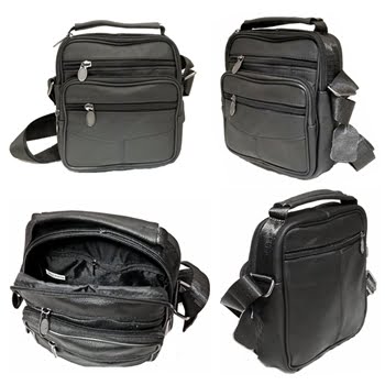 13999 Borseta barbati din piele naturala neagra de umar si mana 17 18 cm Magrot 3066 350
