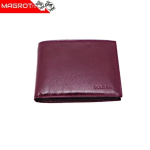 Portofel slim din piele naturala, visiniu, cu portdocument detasabil, Magrot 023