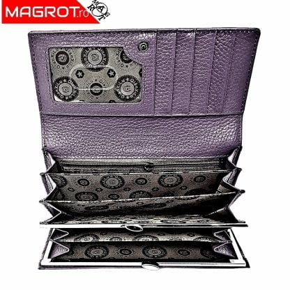 Portofel dama din piele naturala, Qianxilu, mov, original QIAN XI LU realizat din materiale de cea mai buna calitate
