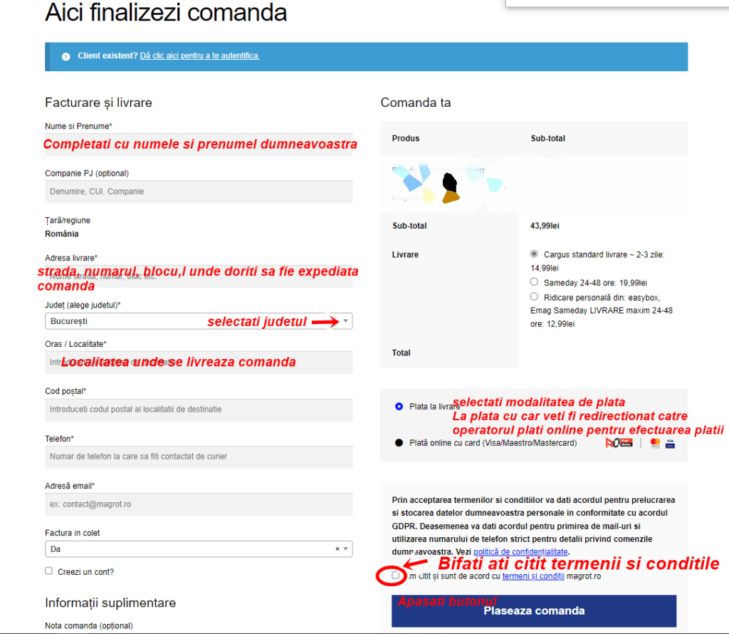 Ajutor finalizare comanda