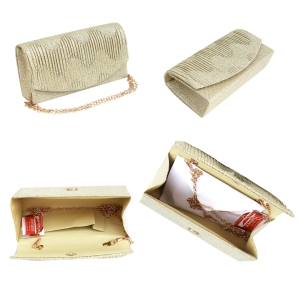 Geanta plic pentru ocazii si petreceri, auriu, sclipici, 20/10 cm, Magrot 20302