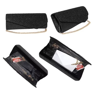 Geanta plic, pentru ocazii si petreceri, negru sclipitor, 27 x 11 cm, Magrot 20339 5 Geanta poseta plic, pentru ocazii si petreceri, negru sclipitor, 27 x 11 cm, Magrot