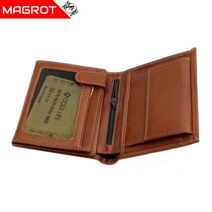 Portofel din piele naturala maro ocru, Gold Life, original Magrot fara capsa Gold Life 970 - imagine 2