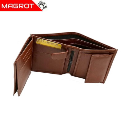 Portofel din piele naturala maro ocru, Gold Life, original Magrot fara capsa Gold Life 970 - imagine 3