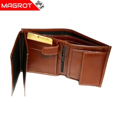 Portofel din piele naturala maro ocru, Gold Life, original Magrot fara capsa Gold Life 970 - imagine 4