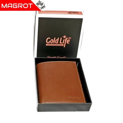 Portofel din piele naturala maro ocru, Gold Life, original Magrot fara capsa Gold Life 970 - imagine 5
