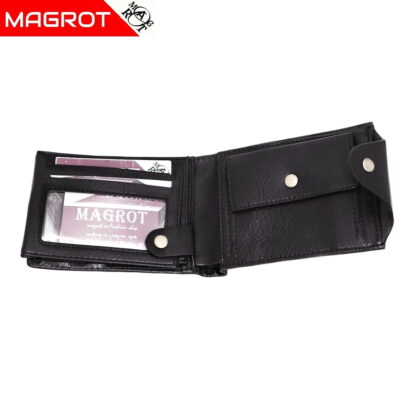 Portofel barbatesc, din piele, negru, inchidere cu capsa Magrot Shidai 853 - imagine 2