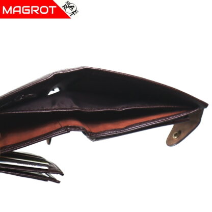 Portofel barbatesc, din piele, maro, inchidere cu capsa Magrot Shidai 853 - imagine 5