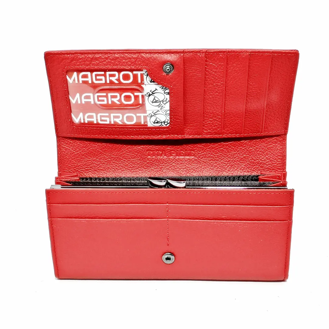 Portofel dama, piele Naturala rosu - model Magrot 13811 red 3 Portofel dama, piele Naturala rosu - model Magrot 13811 red - imagine 3