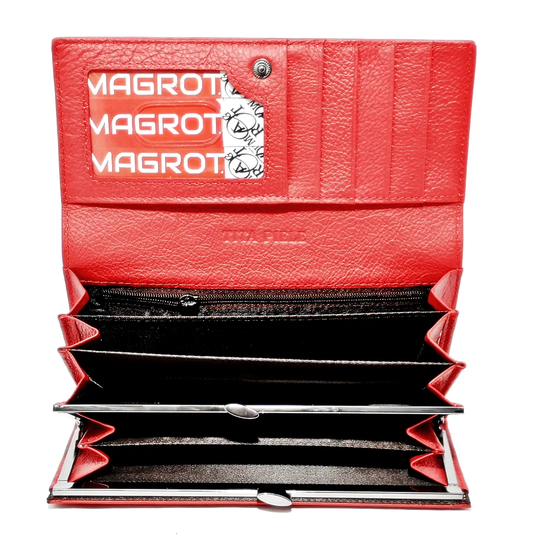 Portofel dama, piele Naturala rosu - model Magrot 13811 red 4 Portofel dama, piele Naturala rosu - model Magrot 13811 red - imagine 4