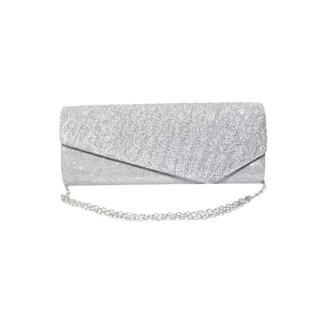 Geanta plic, pentru ocazii si petreceri, argintiu sclipitor, 27 x 11 cm, Magrot 20338
