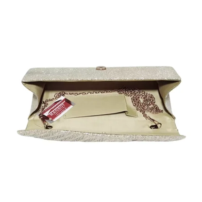 Geanta plic, pentru ocazii si petreceri, bej sclipitor sampanie, 27 x 11 cm, Magrot 20341 - imagine 3