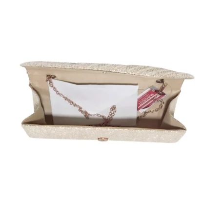 Geanta plic, pentru ocazii si petreceri, bej sclipitor sampanie, 27 x 11 cm, Magrot 20341 - imagine 4