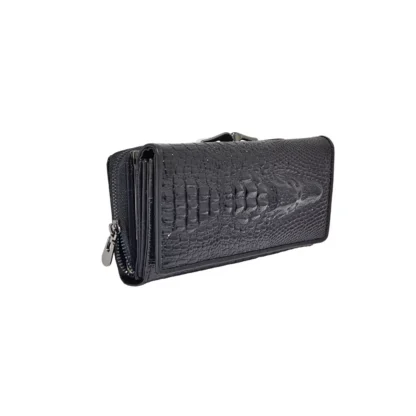 Portofel din Piele Naturală Lăcuită Negru cu Model 3D Aligator – Magrot 20245 - imagine 2