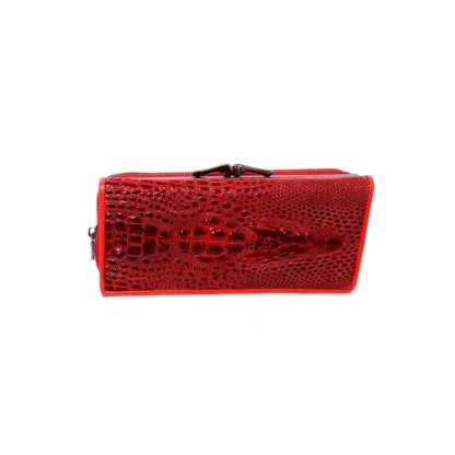 Portofel dama din Piele Naturală Lăcuită rosu cu Model 3D Aligator -  Magrot 20249 - imagine 2
