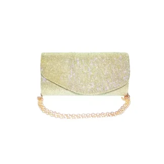 Geanta plic pentru ocazii si petreceri, auriu, sclipici, 20 x 10 cm, Magrot 20426