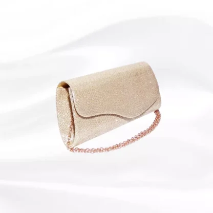 Geanta plic, ocazii si petreceri, bej sclipitor, 25 x 12 cm, Magrot