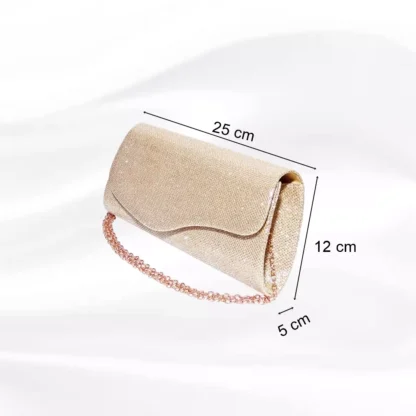 Geanta plic, ocazii si petreceri, bej sclipitor, 25 x 12 cm, Magrot