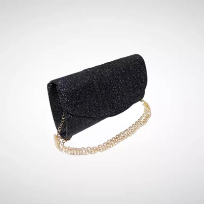 Geanta plic pentru ocazii si petreceri, negru, sclipici, 20 x 10 cm, Magrot 20424