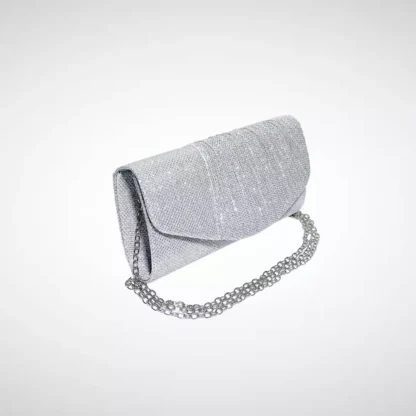 Geanta plic pentru ocazii si petreceri, argintiu, sclipici, 20 x 10 cm, Magrot 20429