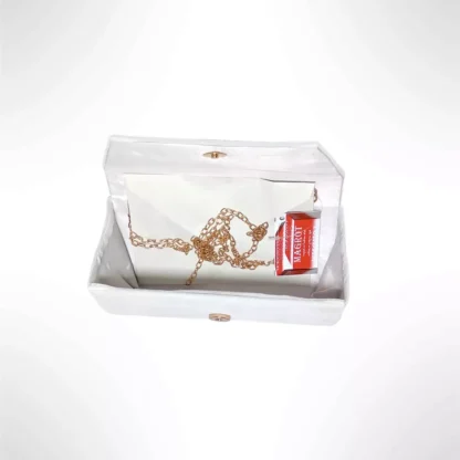 Geanta mica, plic pentru ocazii si petreceri, catifea alb, 20 x 10 cm, Magrot 20451 Megastyle