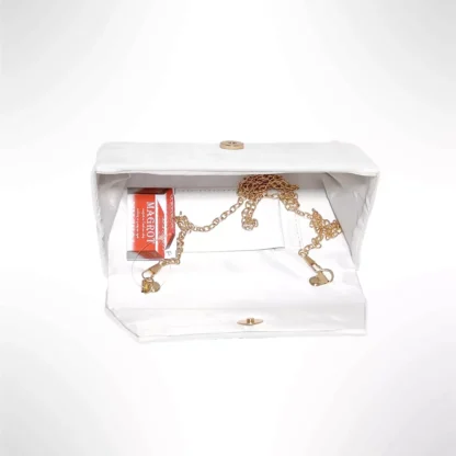 Geanta mica, plic pentru ocazii si petreceri, catifea alb, 20 x 10 cm, Magrot 20451 Megastyle