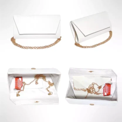 Geanta mica, plic pentru ocazii si petreceri, catifea alb, 20 x 10 cm, Magrot 20451 Megastyle