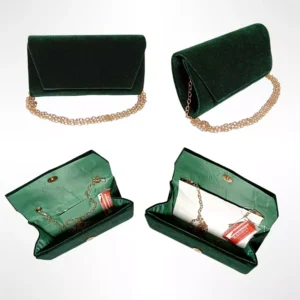 Geanta mica, plic pentru ocazii si petreceri, catifea verde, 20 x 10 cm, Magrot 20455 Megastyle