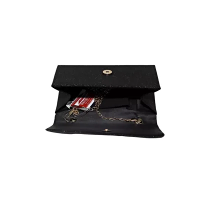 Geanta plic seara pentru ocazii si petreceri, negru, sclipitor, 20 x 10 cm, Magrot 20456 - imagine 3