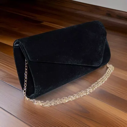 Geanta plic de seara, pentru ocazii si petreceri, negru, catifea, 26 x 12 cm, Magrot 20442 Magrot shop online
