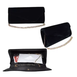 Geanta plic de seara pentru ocazii si petreceri negru catifea 26 x 12 cm Magrot 20442 5 Magrot shop
