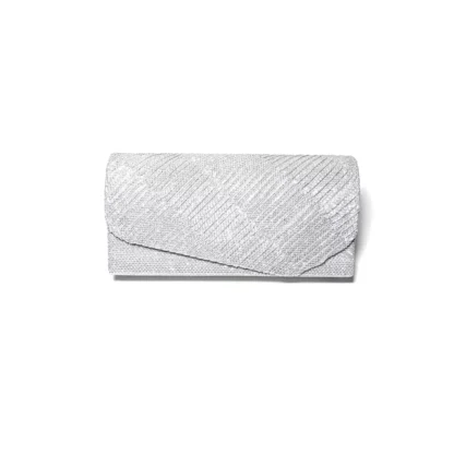 Geanta plic seara mic pentru ocazii si petreceri, argintiu sclipitor, 20 x 10 cm, Magrot 20457