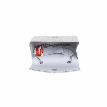 Geanta plic seara mic pentru ocazii si petreceri, argintiu sclipitor, 20 x 10 cm, Magrot 20457