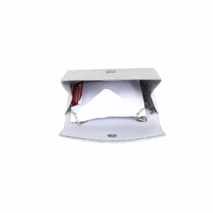 Geanta plic seara mic pentru ocazii si petreceri, argintiu sclipitor, 20 x 10 cm, Magrot 20457