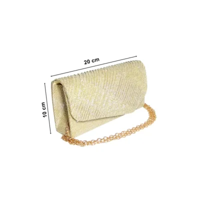 Geanta plic seara mic pentru ocazii si petreceri, auriu sclipitor, 20 x 10 cm, Magrot 20458 Megastyle