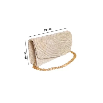 Geanta plic seara mic pentru ocazii si petreceri, bej sclipitor, 20 x 10 cm, Magrot 20460 megastyle