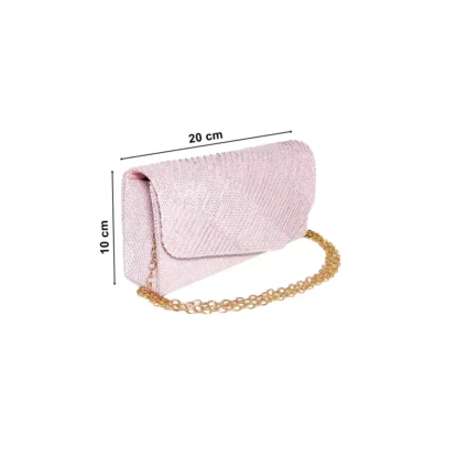 Geanta plic seara mic pentru ocazii si petreceri, roz sclipitor, 20 x 10 cm, Magrot 20459 megastyle