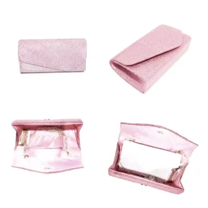 Geanta plic seara mic pentru ocazii si petreceri, roz sclipitor, 20 x 10 cm, Magrot 20459 megastyle