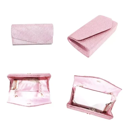 Geanta plic seara mic pentru ocazii si petreceri, roz sclipitor, 20 x 10 cm, Magrot 20459 megastyle