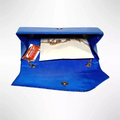 Geanta plic de seara pentru ocazii si petreceri, albastru sidefat, 26 x 12 cm, Magrot 24011 Megastyle