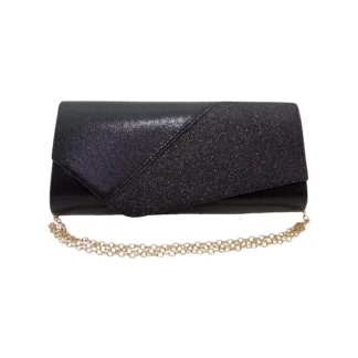 Geanta plic seara pentru ocazii si petreceri, negru sidefat, 26 x 12 cm, Magrot 24007