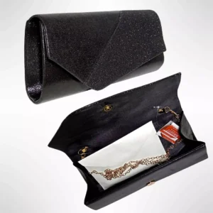 Geanta plic de seara pentru ocazii si petreceri, negru sidefat, 26 x 12 cm, Magrot 24007 6 Geanta plic seara pentru ocazii si petreceri, negru sidefat, 26 x 12 cm, Magrot 24007 Megastyle