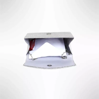 Geanta plic seara pentru ocazii si petreceri, argintiu, sclipici, mic, 20 x 10 cm, Magrot 24013 Megastyle