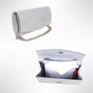 Geanta plic seara pentru ocazii si petreceri, argintiu, sclipici, mic, 20 x 10 cm, Magrot 24013 6 Geanta plic seara pentru ocazii si petreceri, argintiu, sclipici, mic, 20 x 10 cm, Magrot 24013 Megastyle