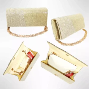 Geanta plic seara pentru ocazii si petreceri, auriu, sclipici, mic, 20 x 10 cm, Magrot 24003 (1) Megastyle
