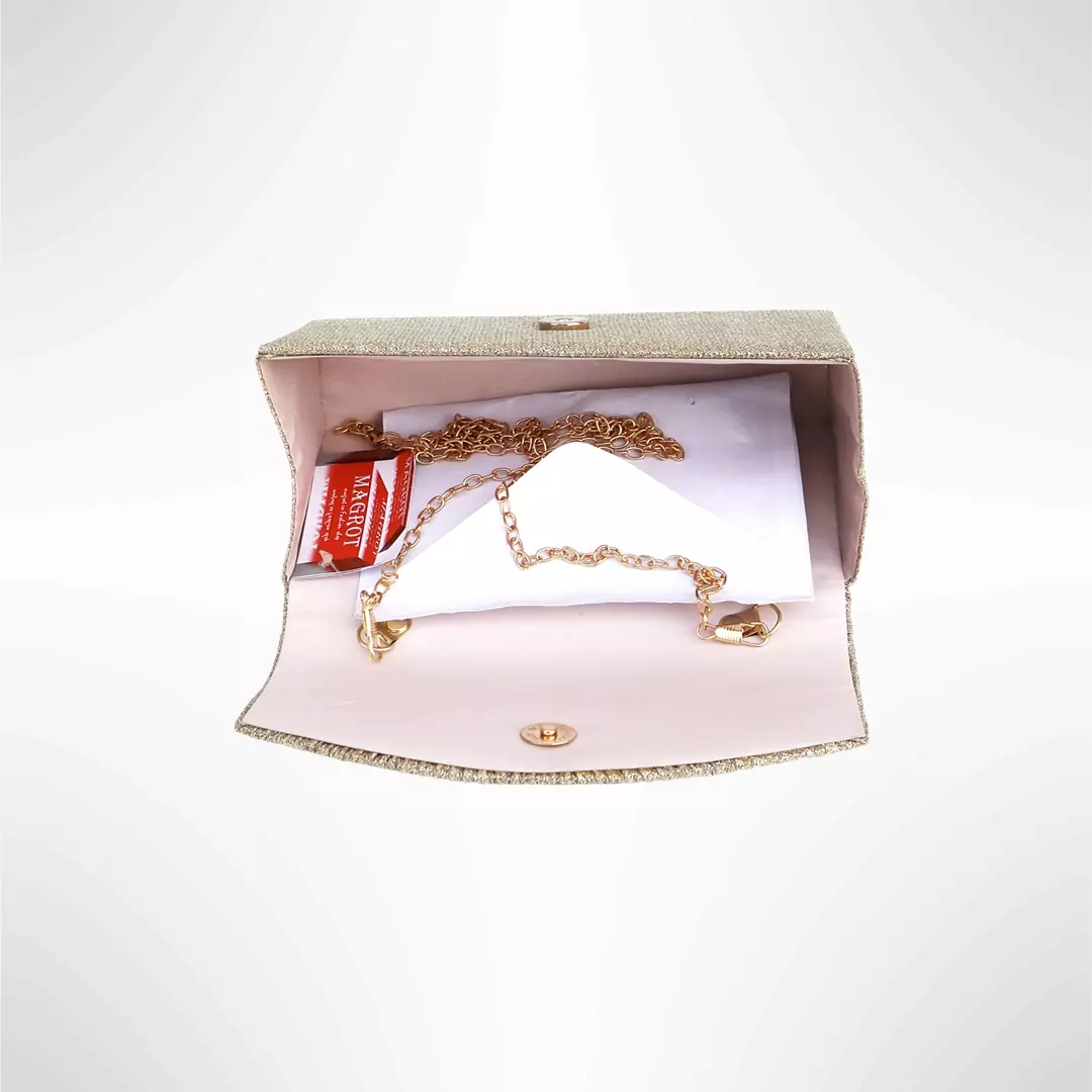 Geanta plic seara pentru ocazii si petreceri, bej, sclipici, mic, 20 x 10 cm, Magrot 24014 4 Geanta plic seara pentru ocazii si petreceri, bej, sclipici, mic, 20 x 10 cm, Magrot 24014 Megastyle
