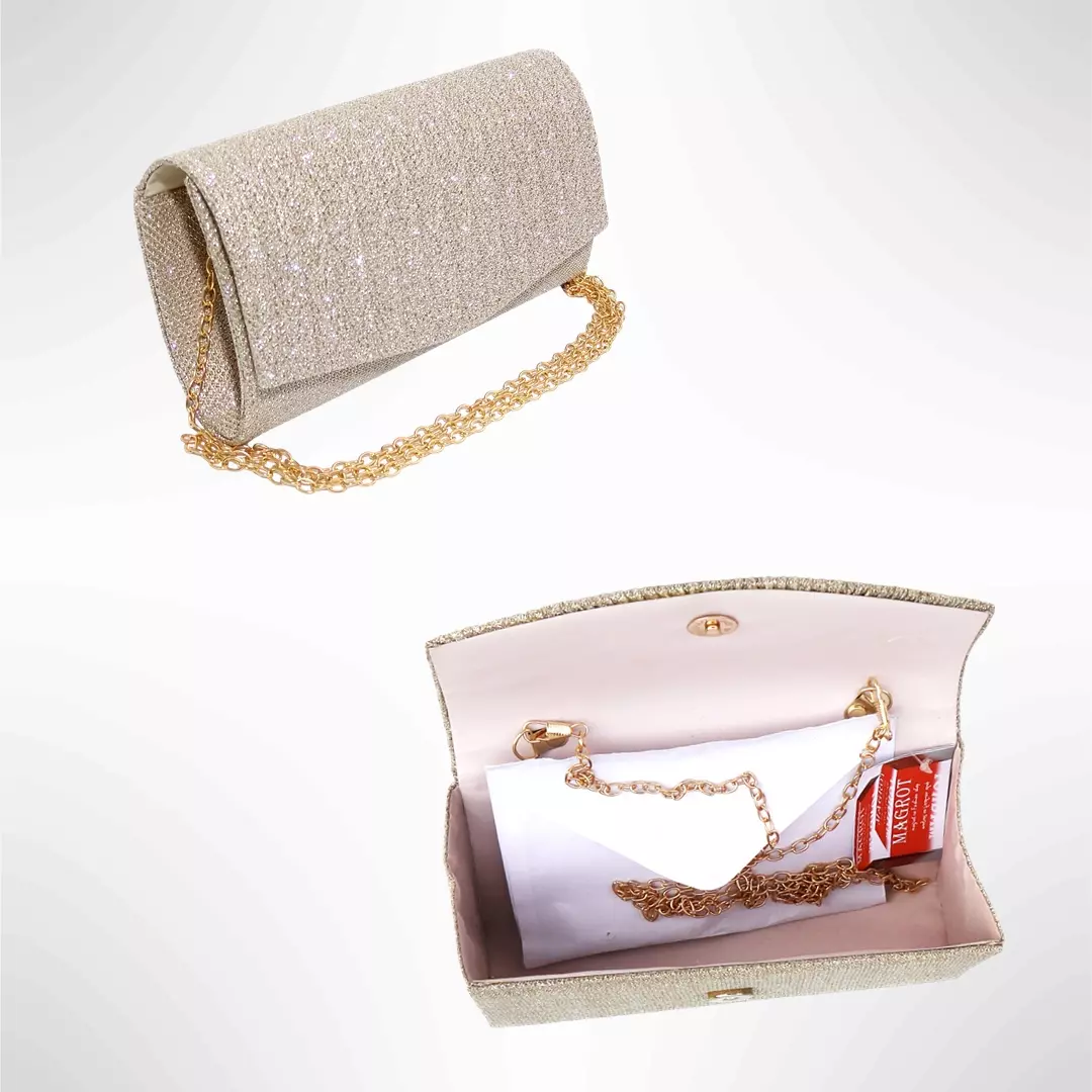 Geanta plic seara pentru ocazii si petreceri, bej, sclipici, mic, 20 x 10 cm, Magrot 24014 5 Geanta plic seara pentru ocazii si petreceri, bej, sclipici, mic, 20 x 10 cm, Magrot 24014 Megastyle