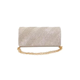 Geanta plic seara pentru ocazii si petreceri, bej, sclipici, mic, 20 x 10 cm, Magrot 24021  Megastyle