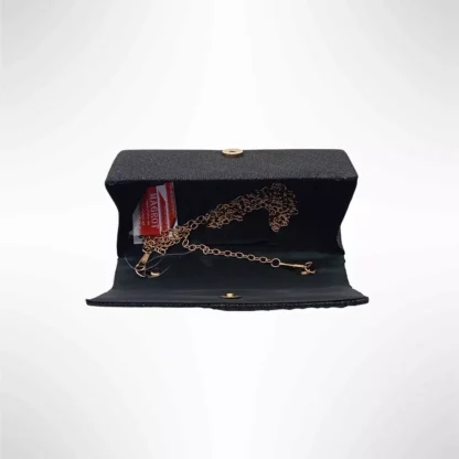 Geanta plic seara pentru ocazii si petreceri, negru, sclipici, mic, 20 x 10 cm, Magrot 24001 Megastyle