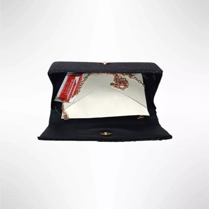 Geanta plic seara pentru ocazii si petreceri, negru, sclipici, mic, 20 x 10 cm, Magrot 24001 Megastyle